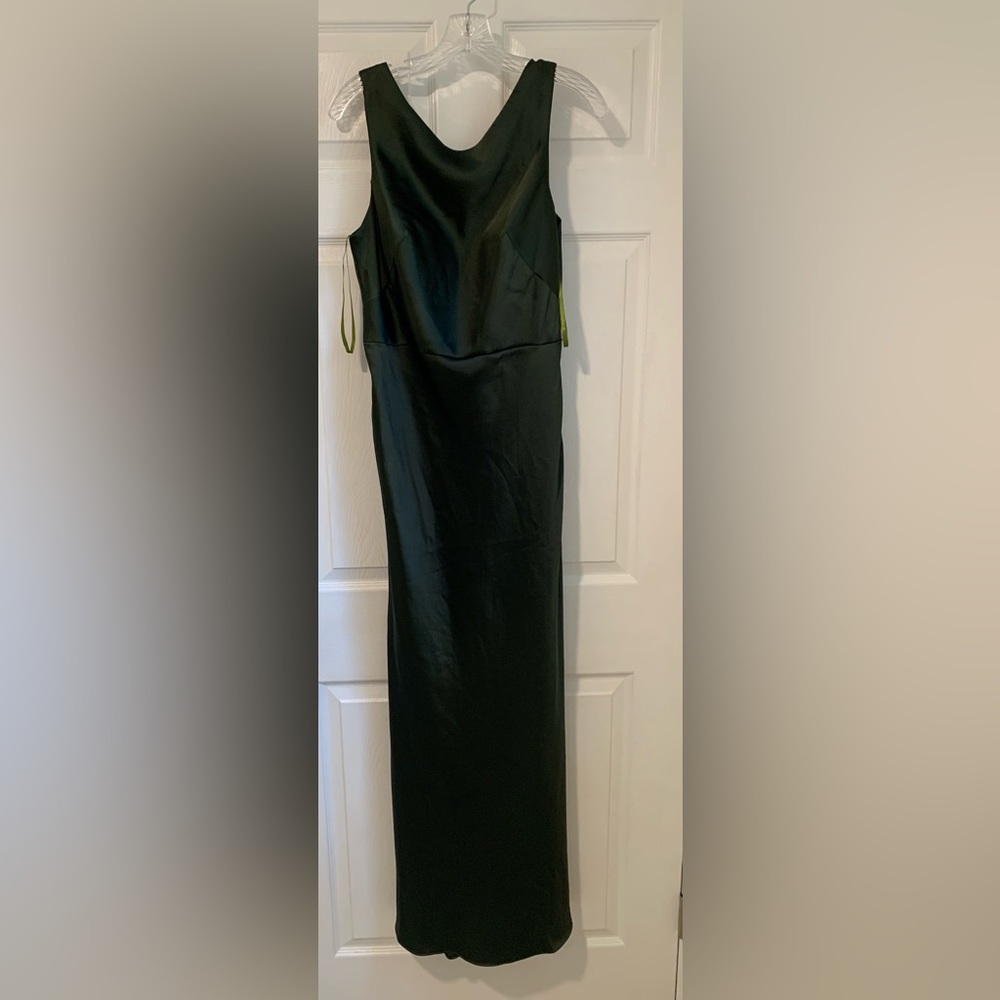Revelry Serena Satin Gown in Dark Olive Green Size 12